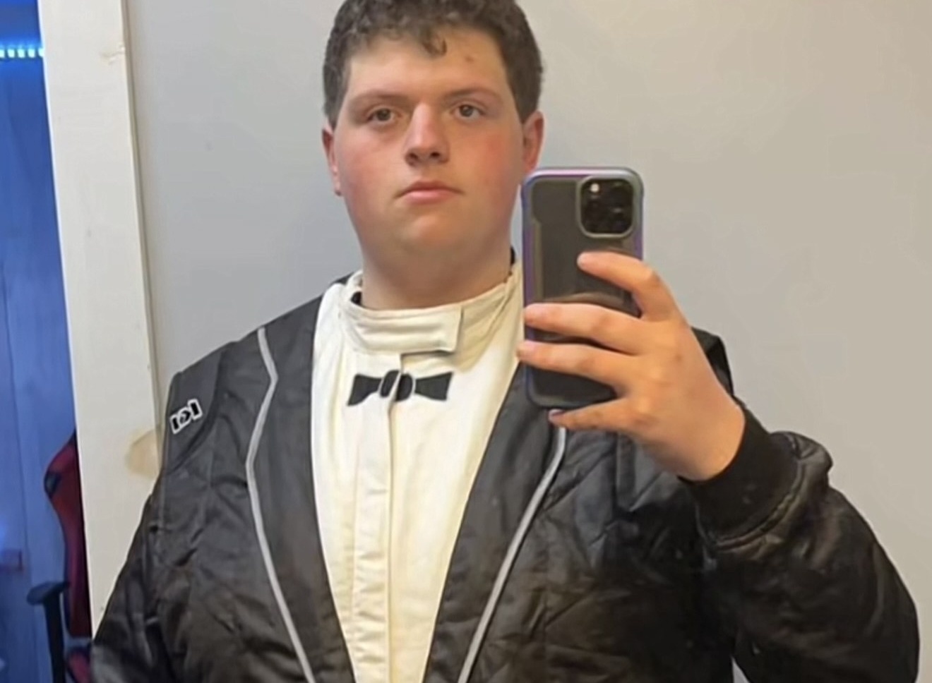 Mr. Burrito in racing suit
